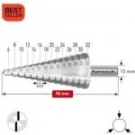 Karnasch Стъпално свредло Ø 6-32 mm (x 4 mm), HSS-XE без покритие, 2x прав канал, BESTSELLER (1408)