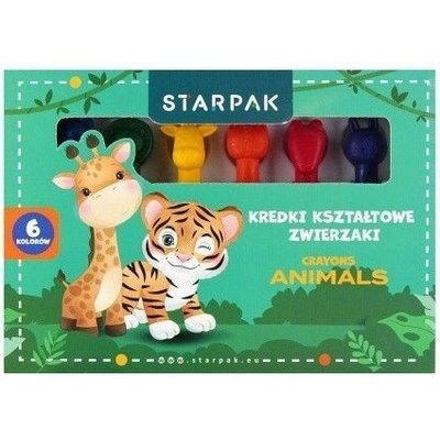 Starpak voskové pastelky voskovky 6 barev zvířátka