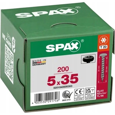 SPAX 0201040500353 půlkulaté šrouby 5 mm 35 mm T-STAR plus ocel 200 ks
