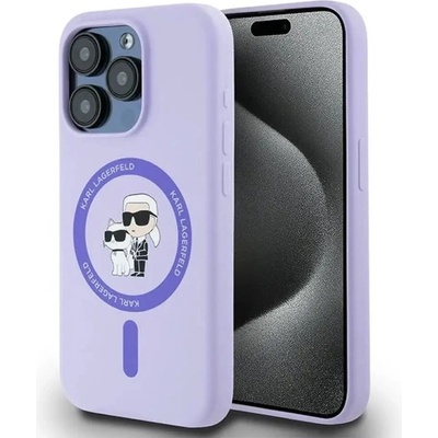KARL LAGERFELD Силиконов Karl&Choupette Heads Ring MagSafe Case за iPhone 15 Pro - лилав (3666339254346)