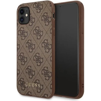 GUESS 4G метален златен лого калъф за iPhone 11 / Xr 6.1" - кафяв (3700740493915)