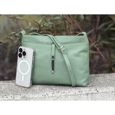 MaxFly dámská kožená crossbody kabelka 5085 mátově zelená