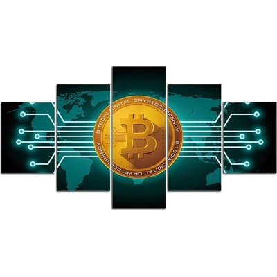 5 dílný obraz na plátně - Bitcoin .