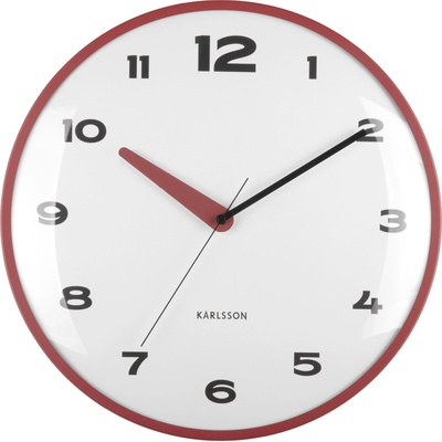 Karlsson Brisk Dome стенен часовник, червен (KA6028RD)
