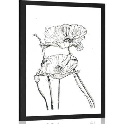 Plakát s paspartou minimalistické květiny máku - 60x90 no frame
