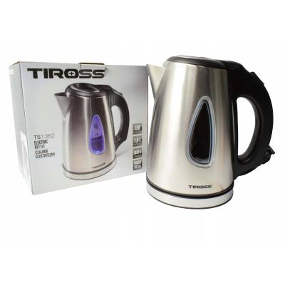 TIROSS TS-1362 Електрическа кана 1, 0 л, 1630 Вт, от неръждаема стомана (TS-1362)