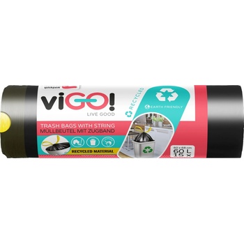 viGO! Pytle zatahovací LDPE 60l 22µm 15ks černé