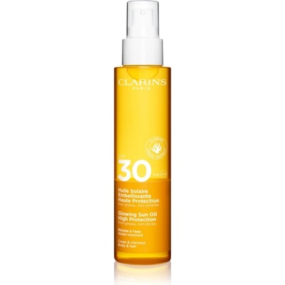 Clarins Sun Care Glowing Oil сухо олио за коса и тяло SPF 30 150ml