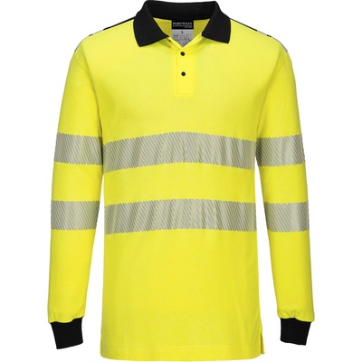 Portwest hi-vis modaflame wx3 fr702 / Огнеупорна светлоотразителна поло тениска, антистатична - hv жълто/черно l (fr702ybrl)