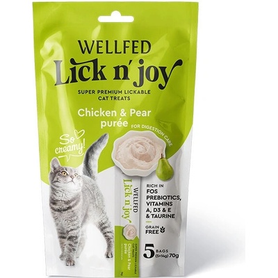 WELLFED Пюре с пиле и круша за котки, 5 сашета x 14 гр