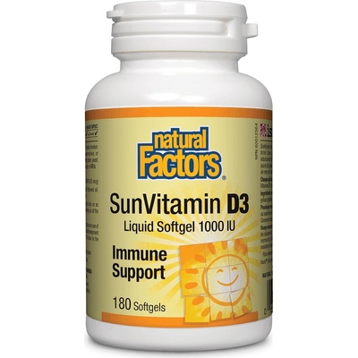 Natural Factors Vitamin D3, 1000 IU, 180 капсули, Natural Factors