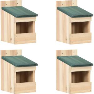 vidaXL Къщи за птици, 4 бр, 12x16x20 см, чам (47246)