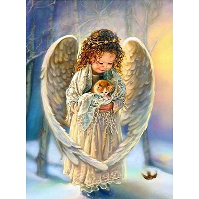 Norimpex - Puzzle Diamant painting: Angel with kitten 30x40cm - 1 - 39 piese