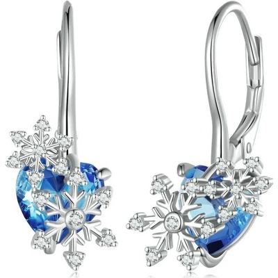 Grace Silver Jewellery stříbrné náušnice Sněhové vločky E-BSE844/194 Modrá