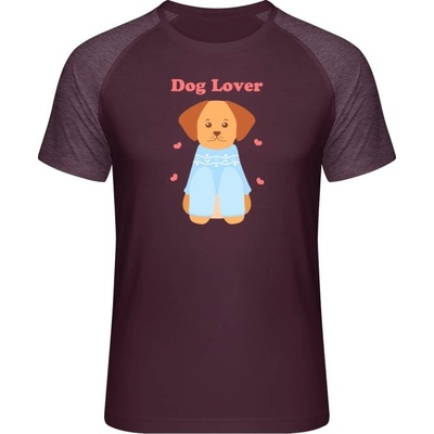 Mymate predĺžené tričko MY111 Nápis Dog Lover a psík burgundy heather burgundy