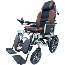 Zoela 6005XL Elektrický Invalidní vozík 52 cm polohovací Stříbrný rám Hnědé polstrování