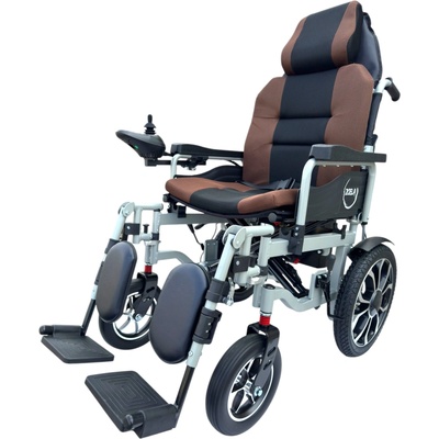 Zoela 6005XL Elektrický Invalidní vozík 52 cm polohovací Stříbrný rám Hnědé polstrování