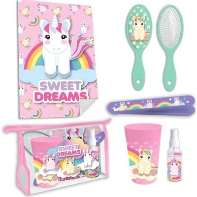 KIDS LICENSING Detský cestovný kozmetický set kefa pohár uterák UNICORN KL10522