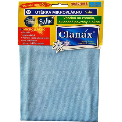 Clanax Utierka švédska SAFÍR na sklo 40 x 40 cm 290 g mikrovlákno 1 ks
