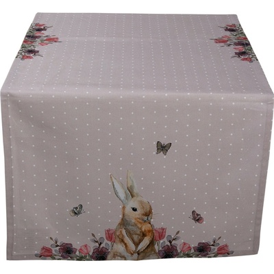 Clayre & Eef bavlna behúň so zajačikom Happy Bunny 50x140 cm