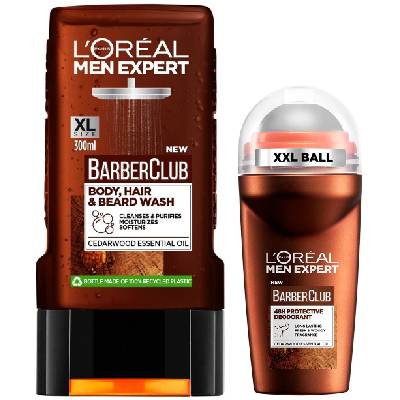 L'Oréal Men Expert Комплект Barber Club - Душ гел и Рол-он, 300 + 50 ml