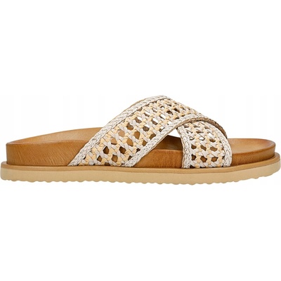 Béžové pletené dámske žabky