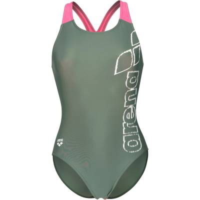 arena Дамски бански костюм Arena Women's Scratchy Swimsuit V Back Swimsuit - Sage / Shocking Pink - размер 36 (EU) (150-5861-0312)