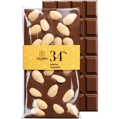 Čokoládovna Janek 34% Čokoláda mléčná s mandlemi 105 g
