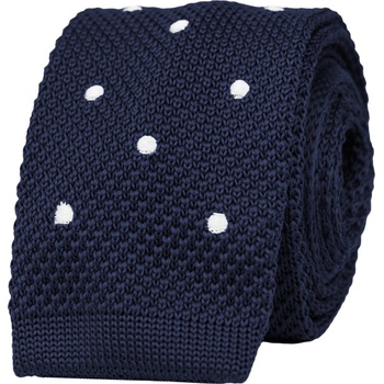 Bubibubi pletená kravata s bodkami tmavomodrá