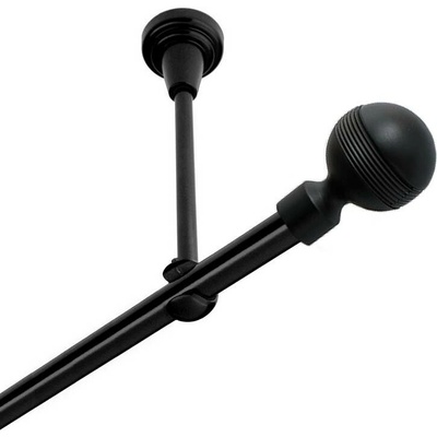 OK-GarnýžeCZ Garnýž kovová jednořadá 19mm Gabi černá 360 cm do stropu / na tunýlek - bez kroužků
