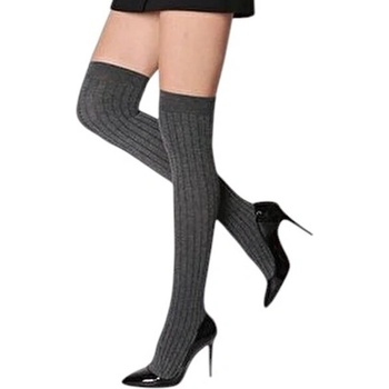 Дамски дълги чорапи в цвят антрацит