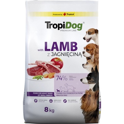 Tropidog Premium Adult Small Breeds s jehněčím a rýží 8 kg