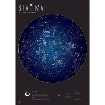 Maps International Hvězdná obloha severní polokoule - svítící mapa 59 x 84 cm Varianta: bez rámu v tubusu, Provedení: papírová mapa