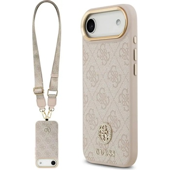 GUESS 4G Strass Logo & Big Strap Metal Buttons MagSafe Case за iPhone Air - Розов (3666339551117)