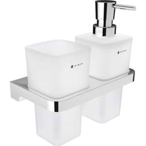 Nimco Maya - Дозатор за сапун и чаша с държач, матирано стъкло/хром MA 2905831H-26 (MA 2905831H-26)