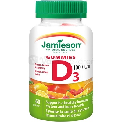 Jamieson Vitamin D3 Gummies 1000 IU 60 žuvacích pastiliek