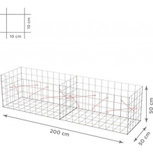 TopGabion Gabionový koš bez víka: 200×50×50 cm - oko sítě 10×10 cm