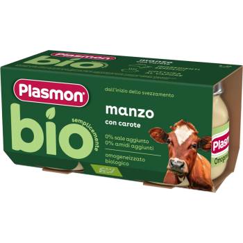 Plasmon БИО пюре говеждо и моркови 6м+ 2х80г