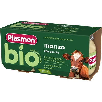 Plasmon БИО пюре говеждо и моркови 6м+ 2х80г