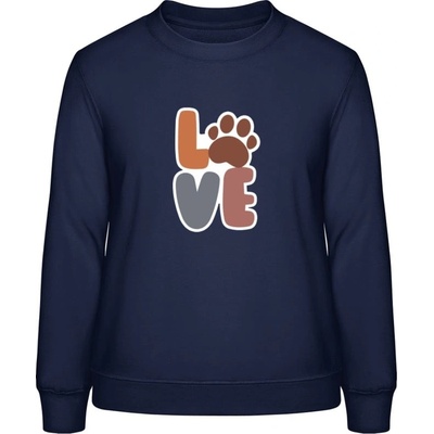 AWDis Sweat mikina Nápis LOVE s labkou oxfordská modrá