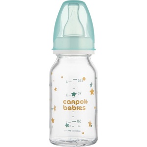 Canpol babies Стъклено шише Canpol - 120 ml, 3 м+, антиколик (42/202) - baby
