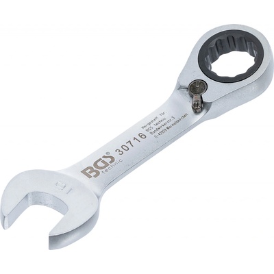 BGS technic Ráčnový očkoplochý klíč krátký přepínatelný 16 mm BGS 30716