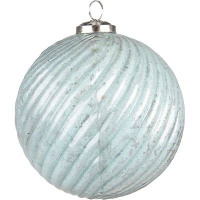 Clayre & Eef Tyrkysová antik vánoční skleněná ozdoba koule XL Ø15*15 cm