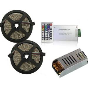  Комплект 10m LED лента RGB 30 LED/м с RF контролер, 5 A слим захранване (01137)