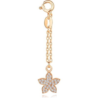 Šperky Eshop Stříbrný přívěsek měděná květina kulatý zirkon krátký řetízek R47.03