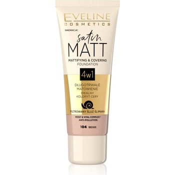 Image 1 of Eveline Cosmetics Satin Matt матиращ фон дьо тен с екстракт от охлюв цвят 104 Beige 30ml