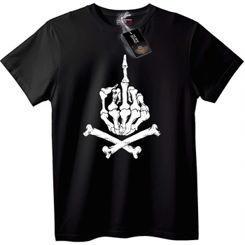 NOONEBRAND Тениска Скелет Среден пръст - 2XL, White