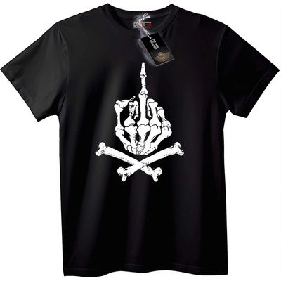 NOONEBRAND Тениска Скелет Среден пръст - 2XL, White