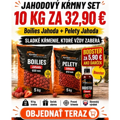 VyrobaBoilies.sk Jahodový kŕmny set 10 kg – Boilies Jahoda-Pelety Jahoda- booster