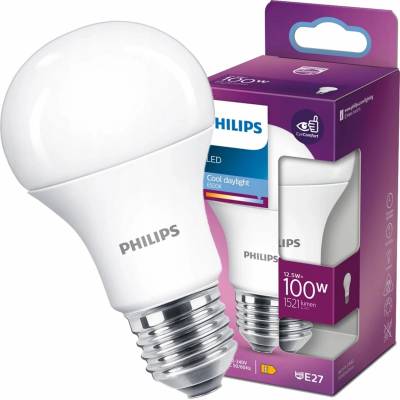 Philips LED žiarovka 1x12,5W E27 1521lm 6500K studené denné svetlo, matná biela, EyeComfort
